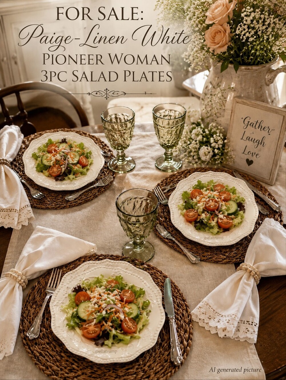 Paige-Linen White Pioneer Woman 3pc Salad Plates